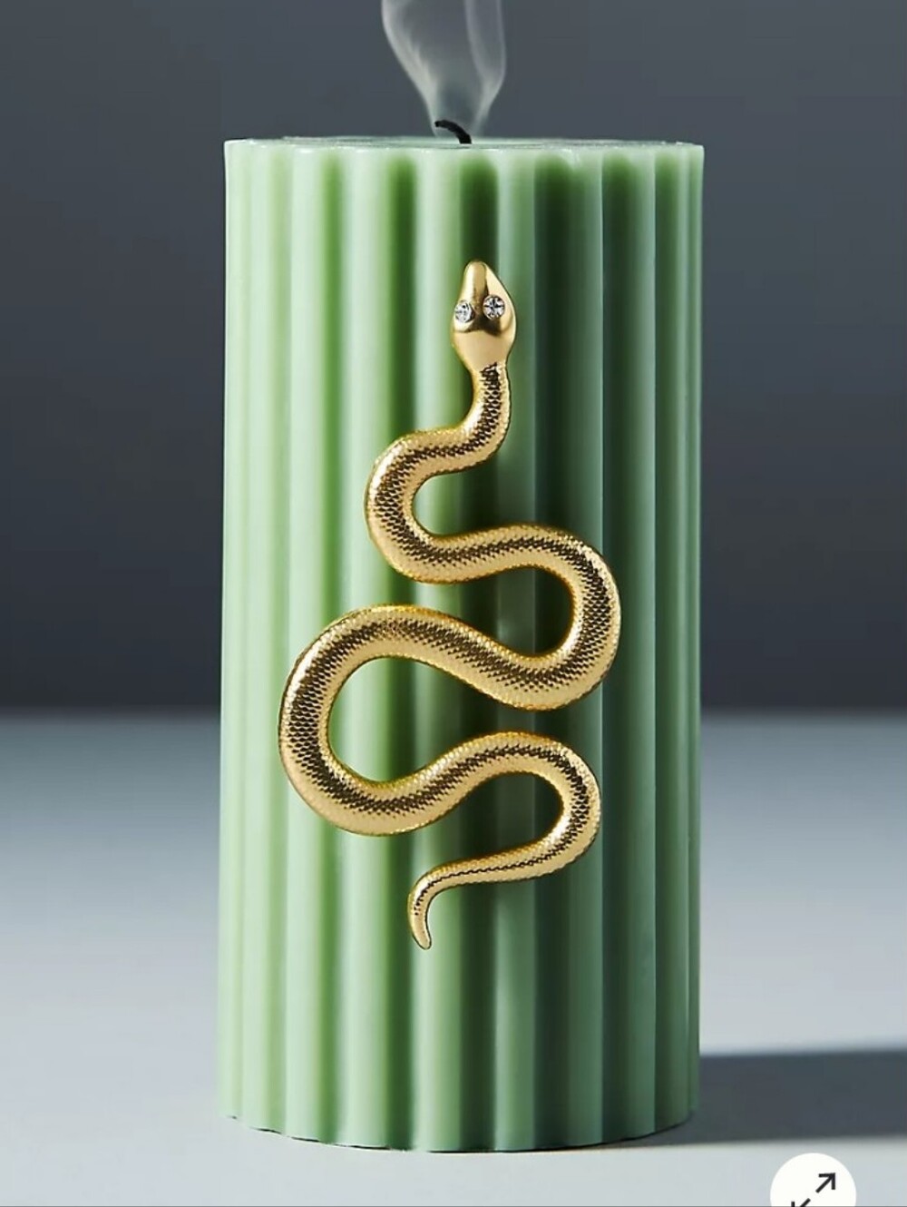NWT Anthropologie Gold Snake Candle Charm in Dark Green Box
